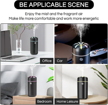 Car Humidifier Diffuser - Smart Cool Mist Air Freshener for Essential Oils - USB for Car, Home, Office, Bedroom (Black)